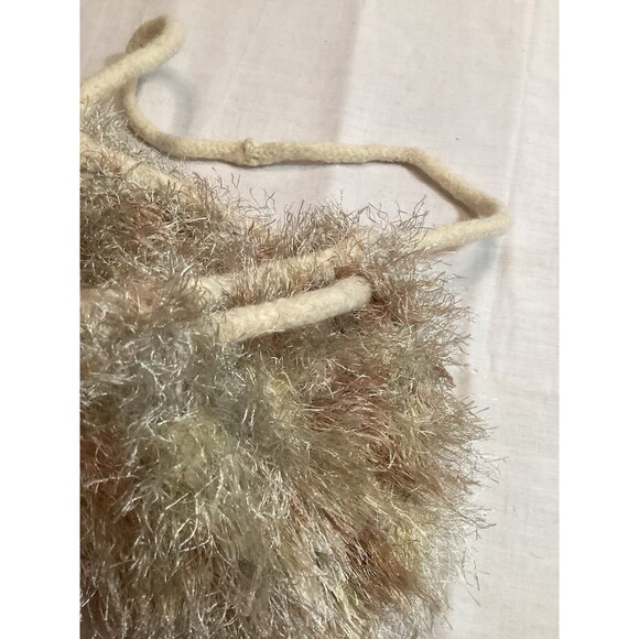 Handmade Felted Cream Wool Purse Bag Oatmeal Color Bronze Fluffy Boho Accent - Picture 13 of 13